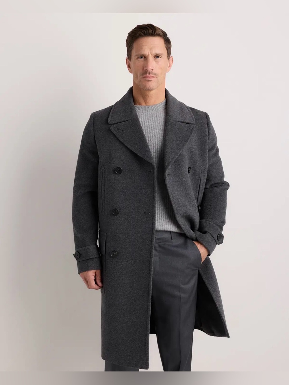 Quince Wool Cashmere Double-Breasted Officer Topcoat | New with tags